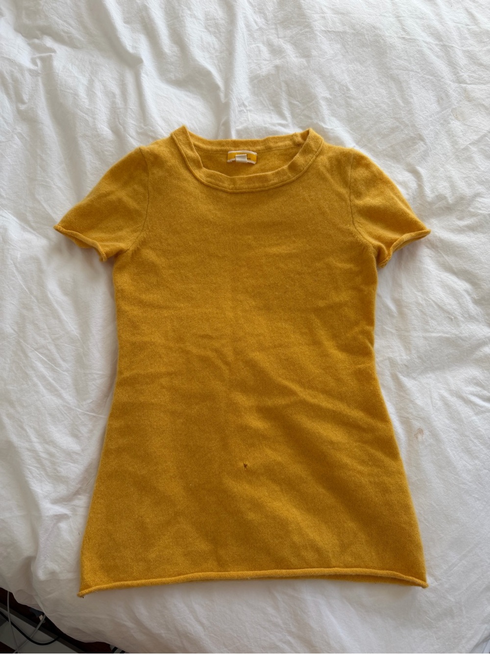 J. Crew Golden Yellow Short-Sleeve cashmere Top